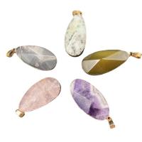 Gemstone Pendants Jewelry, Natural Stone, with Brass, Teardrop, gold color plated, different materials for choice & Unisex & faceted, more colors for choice, 20x45mm, Sold By PC
