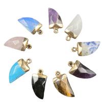 Gemstone Pendants Jewelry, Natural Stone, with Brass, gold color plated, different materials for choice & Unisex & faceted, more colors for choice, 10x20mm, Sold By PC