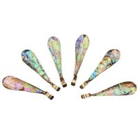 Natural Abalone Shell Pendants with Brass Teardrop gold color plated Unisex multi-colored Sold By PC