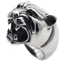 Vinger Ring in edelstaal, 316L roestvrij staal, Luipaard, antiek zilver plated, uniseks, 25x35mm, Verkocht door PC