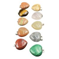 Gemstone Pendants Jewelry, Natural Stone, Heart, different materials for choice & Unisex, more colors for choice, 30x30mm, Sold By PC