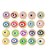 Fashion Evil Eye Jewelry Beads Brass gold color plated DIY & micro pave cubic zirconia & enamel nickel lead & cadmium free 8-10mm Sold By PC