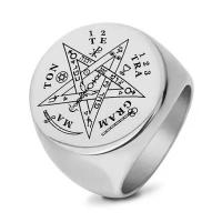 Titan Edelstahl Ringe, Titanstahl, plattiert, mit einem Muster von Stern & für den Menschen & Emaille, keine, verkauft von PC