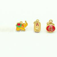 Brass Jewelry Pendants, gold color plated, different styles for choice & enamel, golden, nickel, lead & cadmium free, Sold By PC