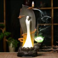 Backflow Incense Burner, Porcelain, half handmade, for home and office & durable & with LED light & different styles for choice, Sold By PC