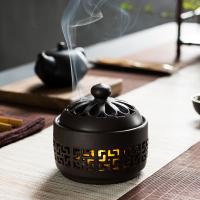 Porcelain Incense Burner, half handmade, for home and office & durable & with LED light, 105x100mm, Sold By PC