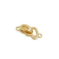 Brass Fold Over Clasp Heart 14K gold plated DIY & micro pave cubic zirconia nickel lead & cadmium free 11.5mm Approx 1.5mm 1.6mm Sold By PC