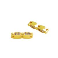 Brass Spacer Beads, plated, DIY & 3-hole & micro pave cubic zirconia, more colors for choice, nickel, lead & cadmium free, 15x4.50x3mm, Hole:Approx 1.1mm, Sold By PC