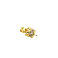 Brass Peg Bail Crown 18K gold plated DIY & micro pave cubic zirconia nickel lead & cadmium free 0.7mm Sold By PC