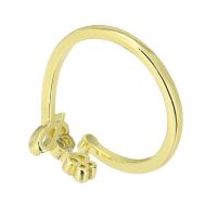 Латунь Манжеты палец кольцо, плакирован золотом, инкрустированное микро кубического циркония, размер:7, продается PC