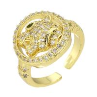 Brass Cuff Finger Ring, gold color plated, Adjustable & micro pave cubic zirconia & hollow, US Ring Size:7, Sold By PC