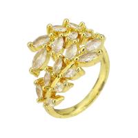 Messing Manchet Finger Ring, gold plated, Verstelbare & micro pave zirconia, Maat:7, Verkocht door PC