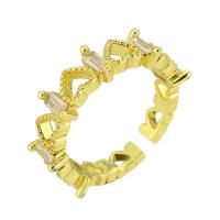Brass Cuff Finger Ring Leopard gold color plated Adjustable & micro pave cubic zirconia US Ring Sold By PC