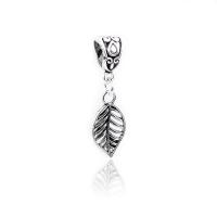 European Style Tibetan Style Dangle Beads, Leaf, antique silver color plated, DIY & for woman, nickel, lead & cadmium free, 10x35mm, 10PCs/Bag, Sold By Bag
