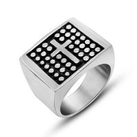 Titantium Steel finger ring, Titan Stål, polerad, Vintage & med cross mönster & Unisex & olika storlek för val, 16.30x5.50mm, Säljs av PC
