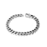 Titanium Steel Bracelet & Bangle, polished, sideways chain & different length for choice & for man, 8mm, Sold By PC
