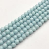 Nachtlicht+Stein Perle, rund, poliert, DIY, blau, 6-12mm, verkauft per 38 cm Strang