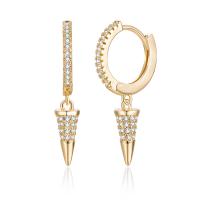 Brass Huggie Hoop Drop Earring, micro pave cubic zirconia & for woman, more colors for choice, 26x5mm, Sold By PC