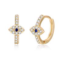 Brass Hoop Earring, micro pave cubic zirconia & for woman, more colors for choice, 12x7mm, Sold By PC