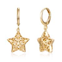 Huggie Hoop Drop Earring, Brass, Star, for woman & hollow, more colors for choice, 30x14x8mm, Sold By PC