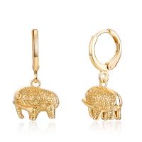 Huggie Hoop Drop Earring, Brass, Elephant, for woman, more colors for choice, 12x11mm, Sold By PC