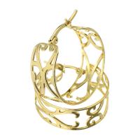 Stainless Steel Hoop Earring, fashion jewelry & for woman, golden, 11x28x28mm, Sold By Pair