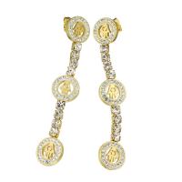 Stainless Steel Drop Earring fashion jewelry & for woman & with rhinestone golden Sold By Pair