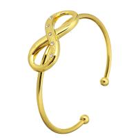 aço inoxidável abertura da pulseira, joias de moda & para mulher & com strass, dourado, 3mm, Diametro interno:Aprox 64mm, vendido por PC