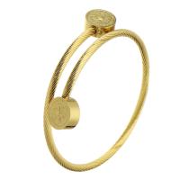 Bracelet en acier inoxydable, bijoux de mode & pour femme, doré, 3mm, Diamètre intérieur:Environ 50mm, Vendu par PC