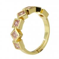 Ορείχαλκος Open δάχτυλο του δακτυλίου, Ρυθμιζόμενο & κοσμήματα μόδας & μικρο ανοίξει κυβικά ζιρκονία & για τη γυναίκα, χρυσαφένιος, 6x2.50mm, 10PC/Παρτίδα, Sold Με Παρτίδα