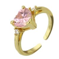 Cubic Zircon Brass δάχτυλο του δακτυλίου, Ορείχαλκος, Ρυθμιζόμενο & κοσμήματα μόδας & για τη γυναίκα & με ζιργκόν, χρυσαφένιος, 14x9x2mm, 10PCs/Παρτίδα, Sold Με Παρτίδα
