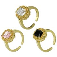 Cubic Zircon Brass prst prsten, Mosaz, Nastavitelný & módní šperky & pro ženy & se zirkony, více barev na výběr, 12x14x2mm, 10PC/Lot, Prodáno By Lot