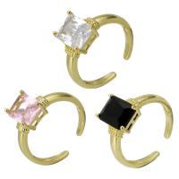 Cubic Zircon Brass prst prsten, Mosaz, Nastavitelný & módní šperky & pro ženy & se zirkony, více barev na výběr, 7x9x2.50mm, 10PC/Lot, Prodáno By Lot