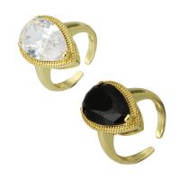 Cubic Zircon Brass δάχτυλο του δακτυλίου, Ορείχαλκος, Teardrop, Ρυθμιζόμενο & κοσμήματα μόδας & για τη γυναίκα & με ζιργκόν, περισσότερα χρώματα για την επιλογή, 13x18x3mm, 10PCs/Παρτίδα, Sold Με Παρτίδα