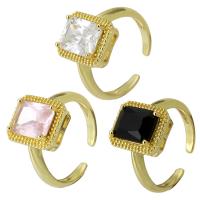 Cubic Zircon Brass δάχτυλο του δακτυλίου, Ορείχαλκος, Ρυθμιζόμενο & κοσμήματα μόδας & για τη γυναίκα & με ζιργκόν, περισσότερα χρώματα για την επιλογή, 10x12x2.50mm, 10PCs/Παρτίδα, Sold Με Παρτίδα