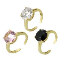 Circón cúbico anillo de latón, metal, Ajustable & Joyería & para mujer & con circonia cúbica, más colores para la opción, 10x10x2mm, 10PCs/Grupo, Vendido por Grupo