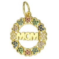 Cubic Zirconia Micro Pave Brass Pendant, fashion jewelry & micro pave cubic zirconia & for woman, multi-colored, 21x23x15mm, 10PCs/Lot, Sold By Lot