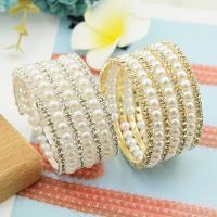 Plastic Bracelet Iron with Plastic Pearl plated multilayer & for woman & with rhinestone Inner Approx 55mm Sold By PC