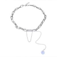 Tibetan Style Jewelry Necklace, silver color plated, Double Layer & for woman & with rhinestone, nickel, lead & cadmium free, Length:Approx 21.65 Inch, Sold By PC