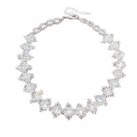 Crystal Necklace Crystal Hot Fix with Zinc Alloy with 2.56Inch extender chain silver color plated for woman 12mm Length Approx 13.39 Inch Sold By PC