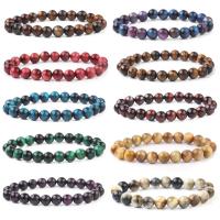 Natural Tiger Eye Bracelets, Round, polished, Unisex, more colors for choice, 8mm, Length:Approx 7.48 Inch, Sold By PC