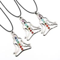 Gemstone Pendants Jewelry, Tibetan Style, with Natural Stone, platinum color plated, Unisex, nickel, lead & cadmium free, 44x52x3mm, Sold By PC