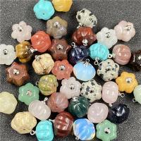 Gemstone Pendants Jewelry, Natural Stone, Pumpkin, polished, Unisex, mixed colors, nickel, lead & cadmium free, 12-13mm, Approx 10PCs/Bag, Sold By Bag