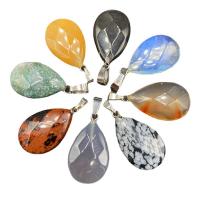 Gemstone Pendants Jewelry, Natural Stone, Teardrop, different materials for choice & Unisex & faceted, more colors for choice, nickel, lead & cadmium free, 20mm, Sold By PC