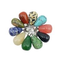 Gemstone Pendants Jewelry, Natural Stone, Teardrop, different materials for choice & Unisex, more colors for choice, nickel, lead & cadmium free, 18x10mm, Sold By PC