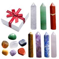 Gemstone Decoration, polished, mixed colors, 90x90x35mm, 14PC/Set, Sold By Set