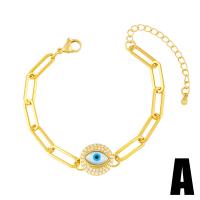 Evil Eye Jewelry Bracelet, Brass, with Shell, with 1.97 extender chain, gold color plated, different styles for choice & micro pave cubic zirconia, golden, nickel, lead & cadmium free, 24x16mm, Length:5.12 Inch, Sold By PC