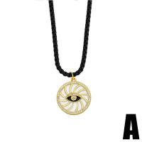 Evil Eye Jewelry Necklace Brass with 1.97 extender chain gold color plated with eye pattern & micro pave cubic zirconia & enamel nickel lead & cadmium free Length 15.75 Inch Sold By PC