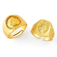 Messing Manchet Finger Ring, gold plated, mode sieraden, gouden, nikkel, lood en cadmium vrij, 15mm,16mm, Verkocht door PC