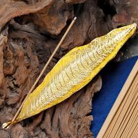 Bronze Incense Seat, Leaf, plated, for home and office & durable, golden, nickel, lead & cadmium free, 210x45mm, Sold By PC